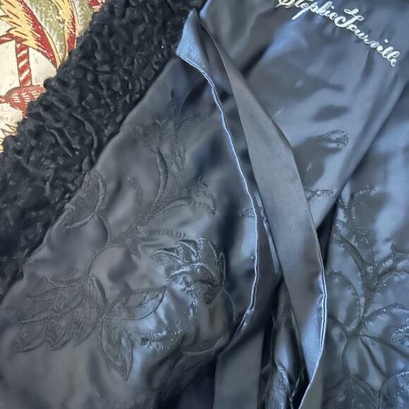 Vintage Black Persian Lamb Wool Coat with Fur Collar Measurements in Desc S/M - Picture 6 of 9